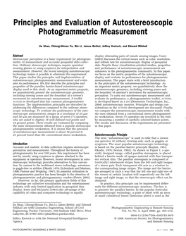 Principles and Evaluation of Autostereoscopic Photogrammetric Measurement