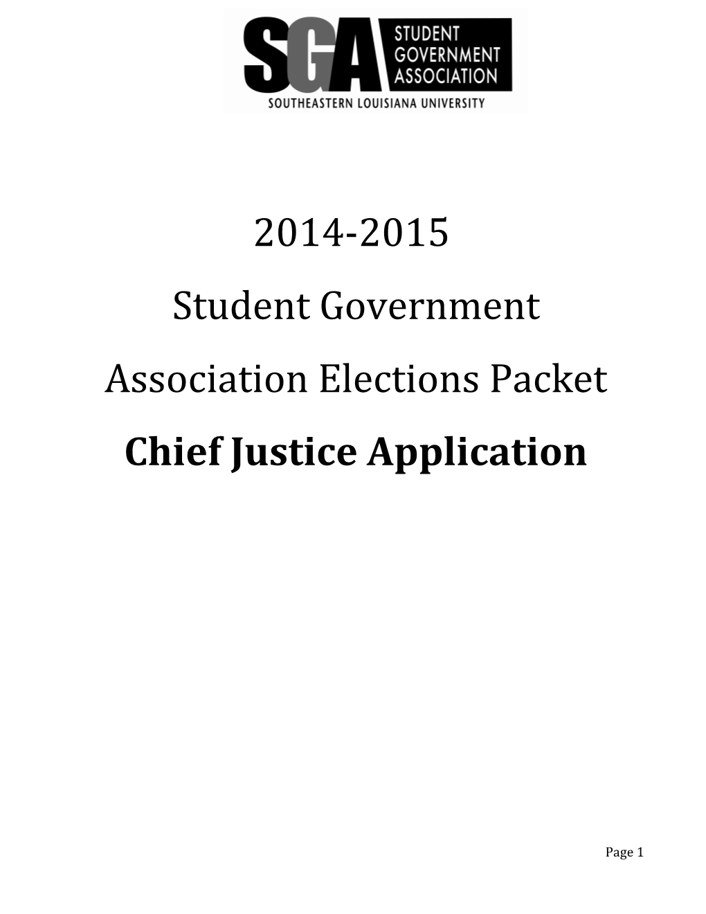 Student Government Association Elections Packet