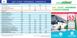 GIAT - ST-AVIT - PONTGIBAUD - CLERMONT-FD Transporteur : JALICON - 04 73 88 70 52 Jours De CirculaOn Lmmmejv S Lmmejv E