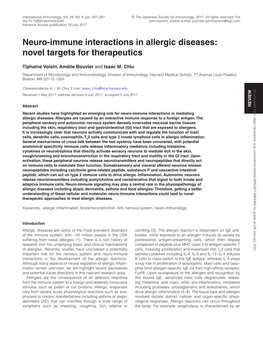 Neuro-Immune Interactions in Allergic Diseases: Novel Targets for Therapeutics
