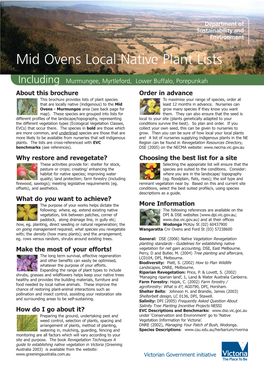 Mid Ovens Local Native Plant Lists