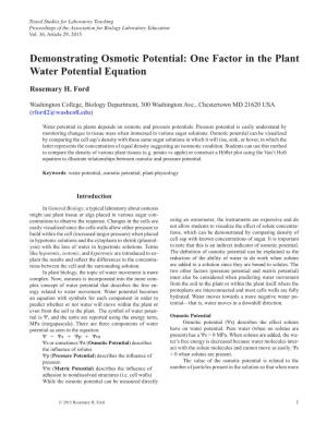 Demonstrating Osmotic Potential: One Factor in the Plant Water Potential Equation
