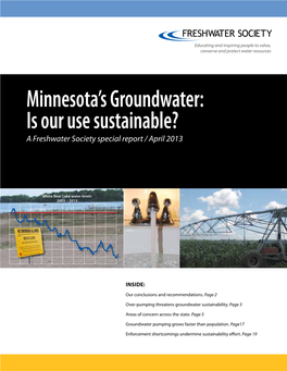 Is Our Use of Groundwater Sustainable?
