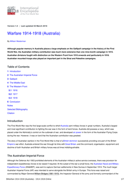 Warfare 1914-1918 (Australia) | International Encyclopedia of The