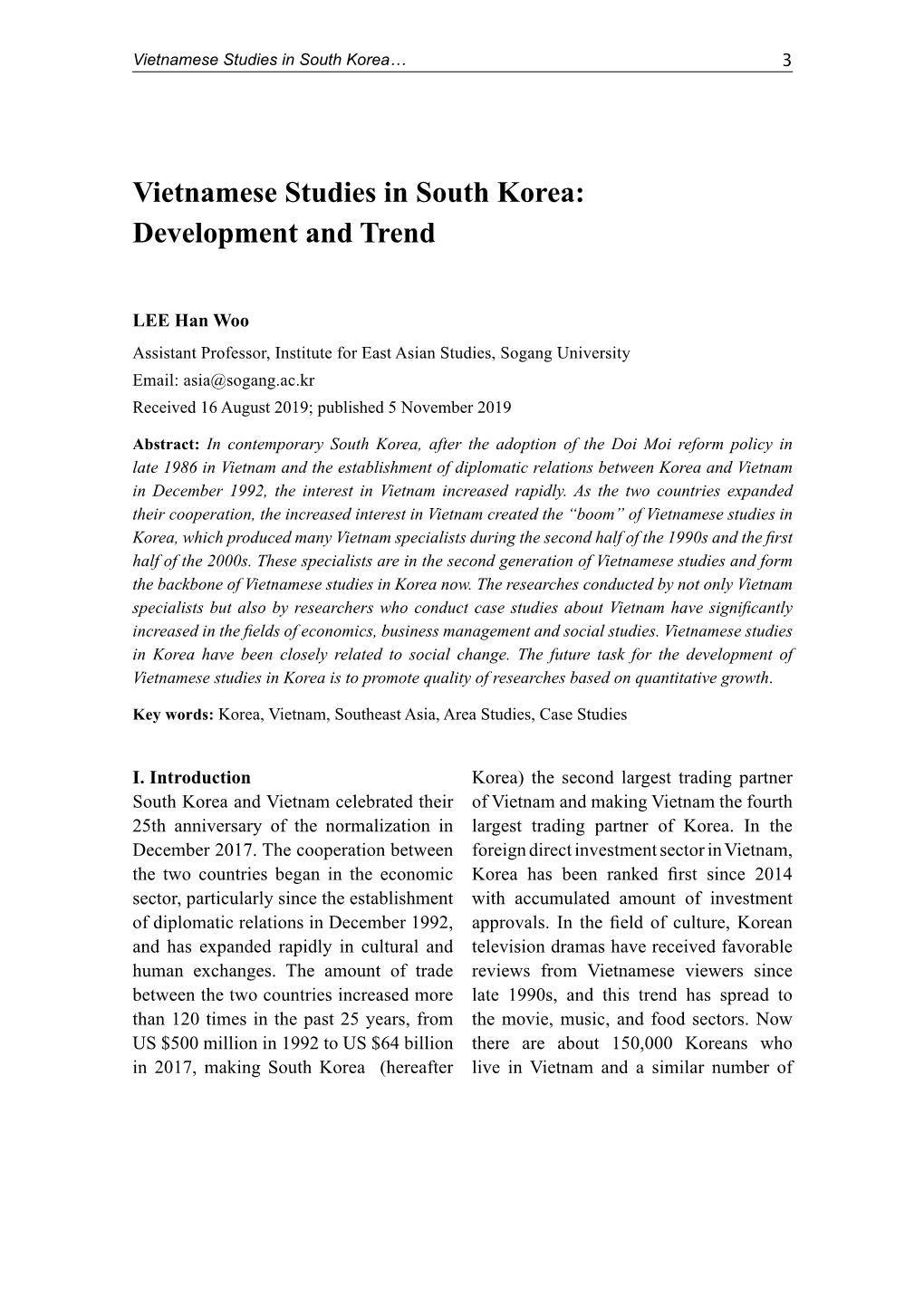 Vietnamese Studies in South Korea: Development and Trend