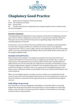 Appointing a Livery Chaplain