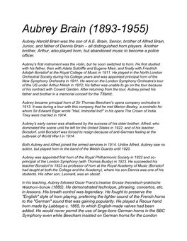Aubrey Brain (1893-1955)