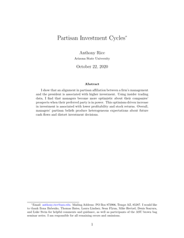 Partisan Investment Cycles*
