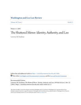 The Shattered Mirror: Identity, Authority, and Law, 58 Wash