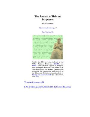 Psalm 133: a (Close) Reading 2 Journal of Hebrew Scriptures