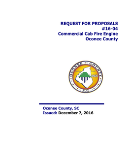 REQUEST for PROPOSALS #16-04 Commercial Cab Fire Engine Oconee County