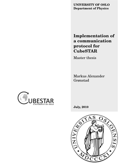 Implementation of a Communication Protocol for Cubestar Master Thesis