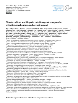 Nitrate Radicals and Biogenic Volatile Organic Compounds: Oxidation, Mechanisms, and Organic Aerosol