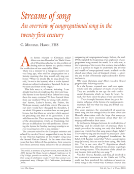 Streams of Song an Overview of Congregational Song in the Twenty-First Century