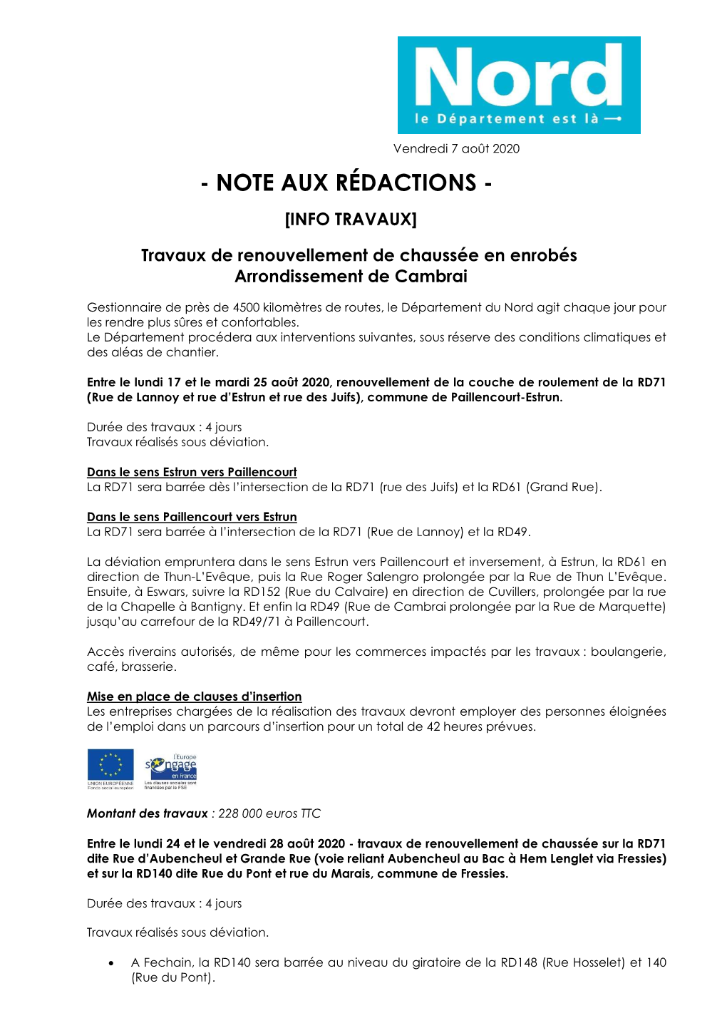 Note Aux Rédactions