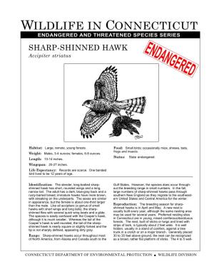ENDANGERED and THREATENED SPECIES SERIES SHARP-SHINNED HAWK ENDANGERED Accipiter Striatus