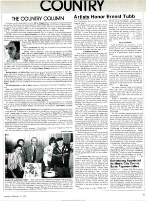 COUNTRY Artists Honor Ernest Tubb (Continued from Page 28I Say Don't Mix It All Together