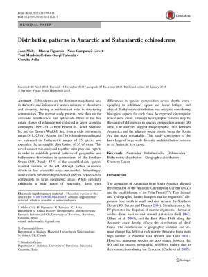 Distribution Patterns in Antarctic and Subantarctic Echinoderms