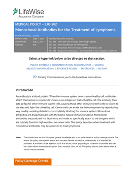 2.03.502 Monoclonal Antibodies for the Treatment of Lymphoma