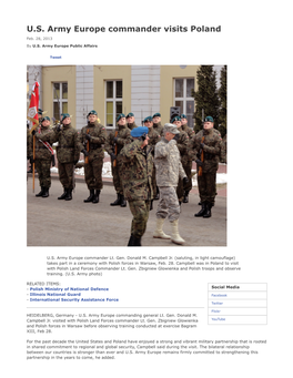 U.S. Army Europe Commander Visits Poland