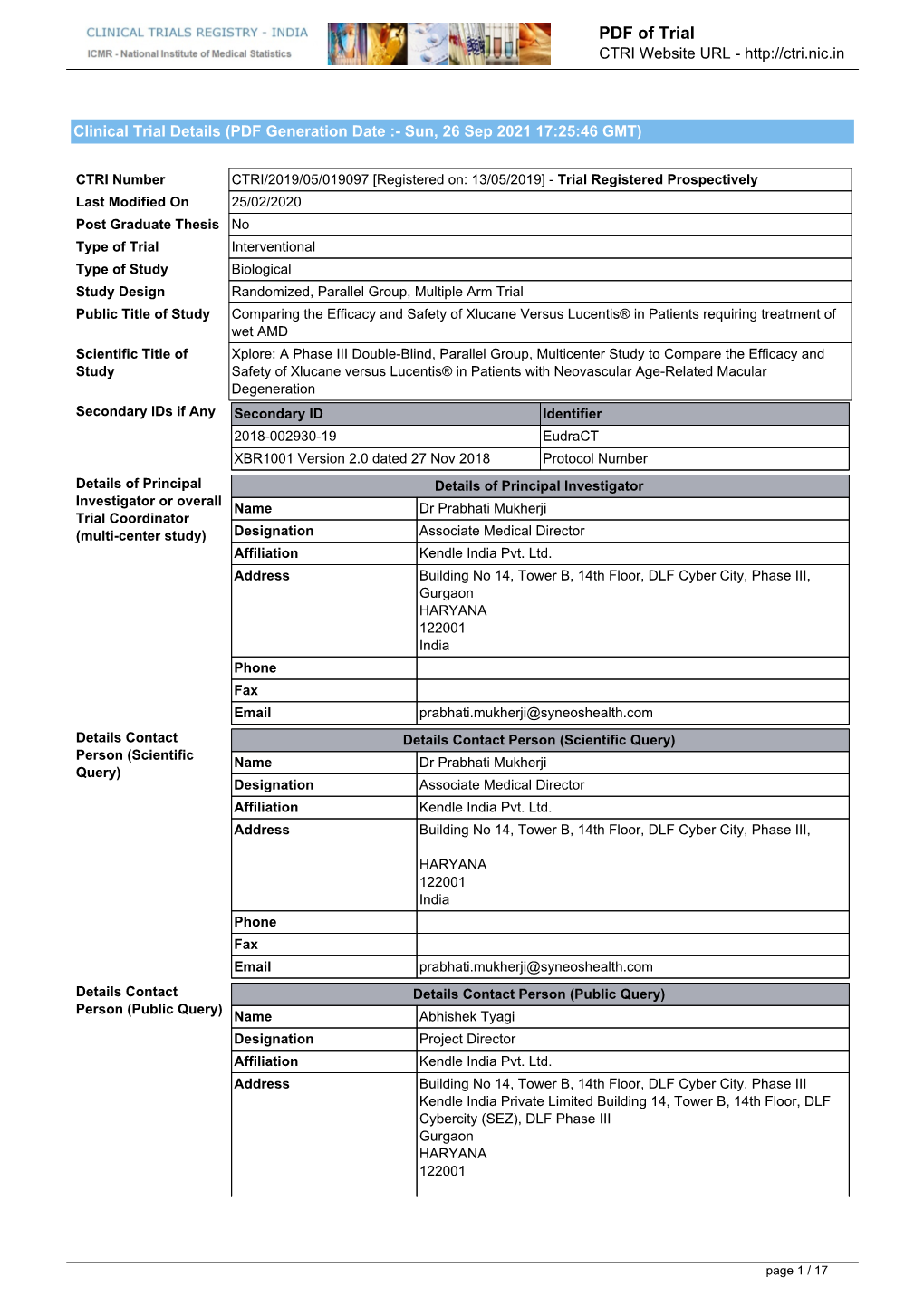 CTRI Trial Data