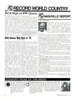 RECORD WORLD COUNTRY VMDRLD MCA High on RW Charts NASHVILLE-In the Last 30 Notable Positions