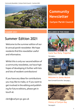 Community Newsletter | Carlyon Parish Council— Summer 2021