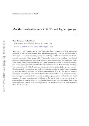 Modified Instanton Sum in QCD and Higher-Groups