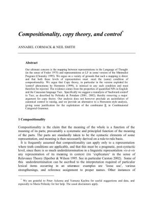 Compositionality, Copy Theory, and Control*