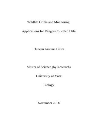 Wildlife Crime and Monitoring: Applications for Ranger-Collected