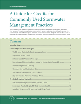 A Guide for Credits for Commonly Used Stormwater Management