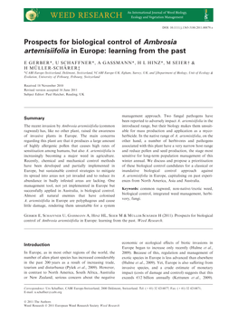 Prospects for Biological Control of Ambrosia Artemisiifolia in Europe: Learning from the Past