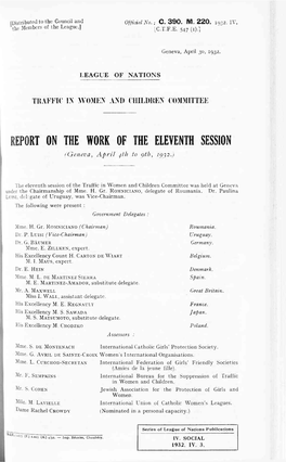 REPORT on the WORK of the ELEVENTH SESSION ( G En Eva , a P R I L J T H to 9 Th , 1932.)