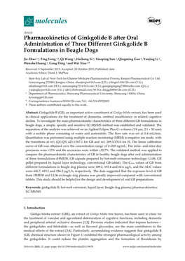 Pharmacokinetics of Ginkgolide B After Oral Administration of Three Different Ginkgolide B Formulations in Beagle Dogs