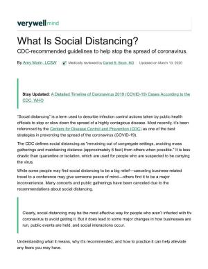 What Is Social Distancing? CDC-Recommended Guidelines to Help Stop the Spread of Coronavirus