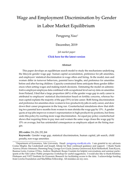 Wage and Employment Discrimination by Gender in Labor Market Equilibrium