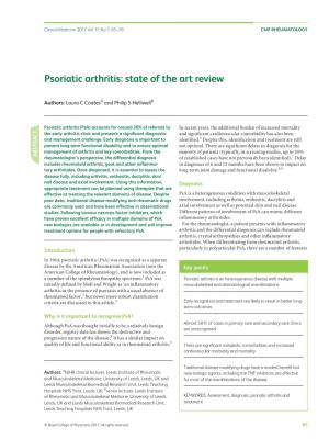 Psoriatic Arthritis: State of the Art Review