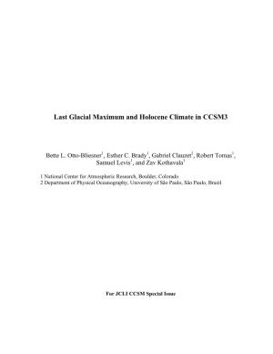 Last Glacial Maximum and Holocene Climate in CCSM3