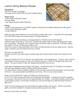 Laura's Family Baklava Recipe