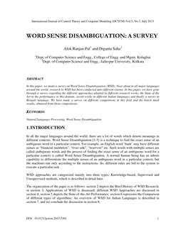 Word Sense Disambiguation: a Survey