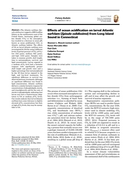 Effects of Ocean Acidification on Larval Atlantic Surfclam (Spisula