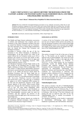 Early Cretaceous Calcareous Benthic Microfossils from the Eastern Alborz and Western Kopet Dagh (Northern Iran) and Their Stratigraphic Significance