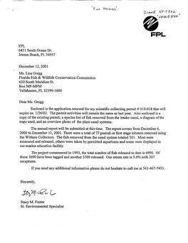 Letter to Lisa Gregg, Florida Fish & Wildlife Conservation Commission