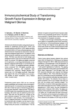 Immunocytochemical Study of Transforming Growth Factor Expression in Benign and Malignant Gliomas