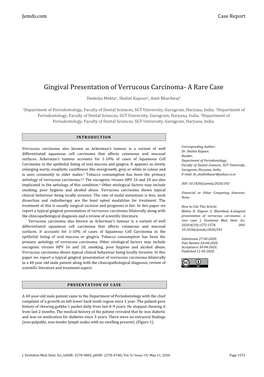 Gingival Presentation of Verrucous Carcinoma- a Rare Case