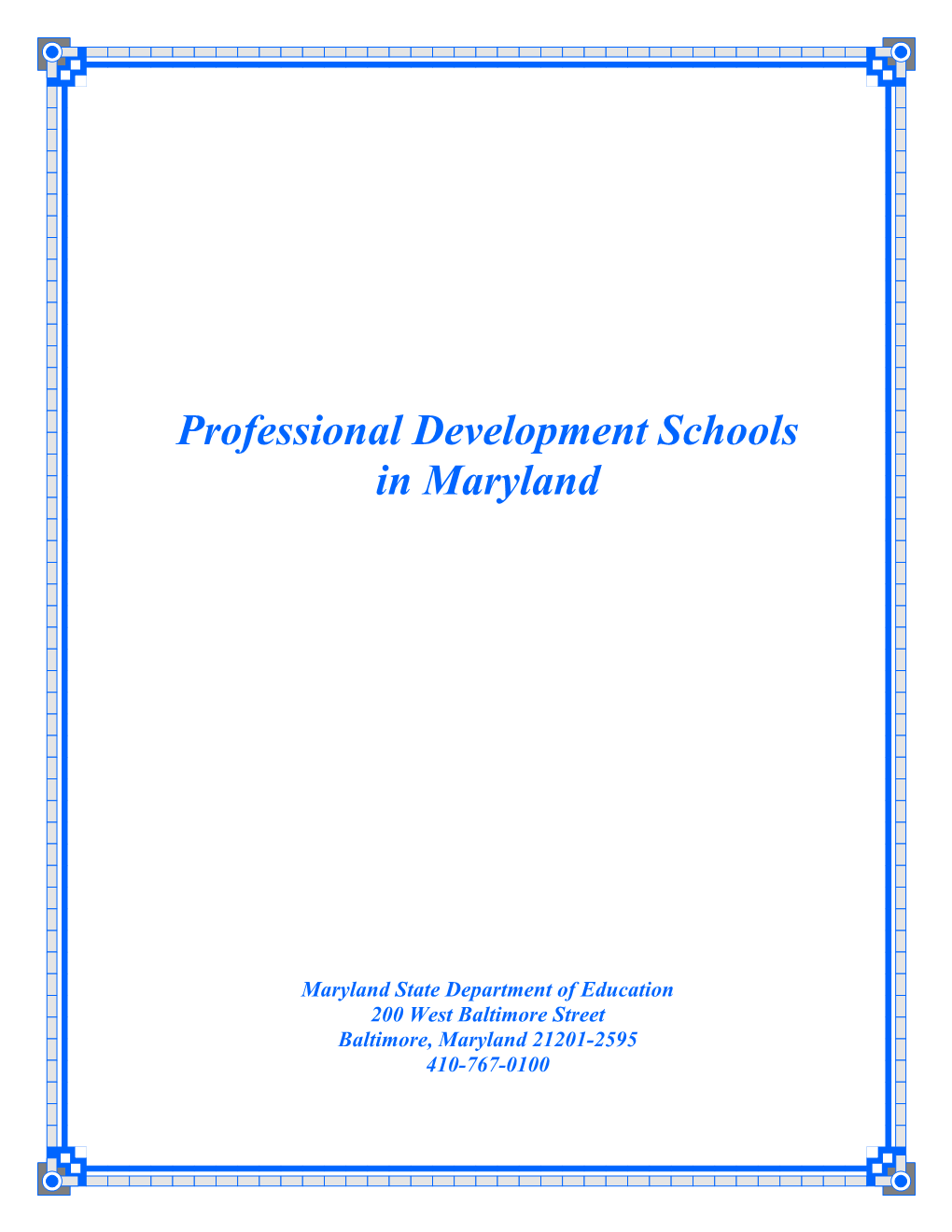 Professional Development Schools in Maryland