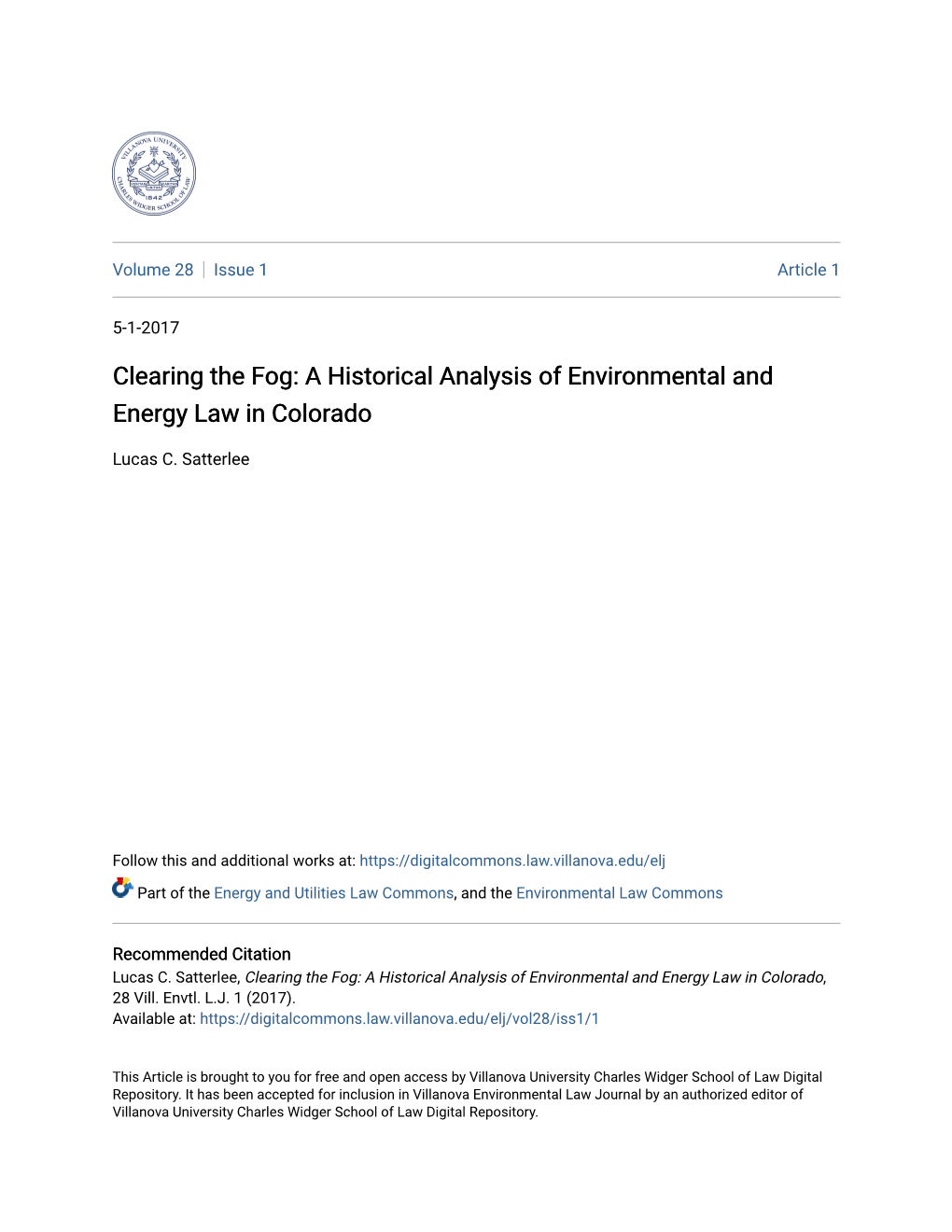 A Historical Analysis of Environmental and Energy Law in Colorado