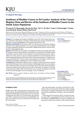 Incidence of Bladder Cancer in Sri Lanka: Analysis of the Cancer Registry Data and Review of the Incidence of Bladder Cancer in the South Asian Population