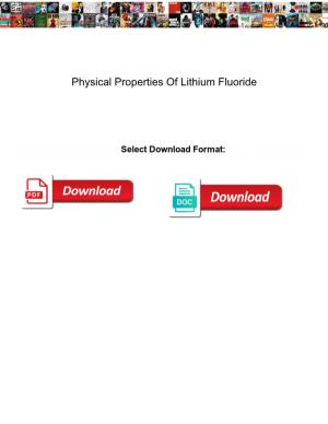 Physical Properties of Lithium Fluoride