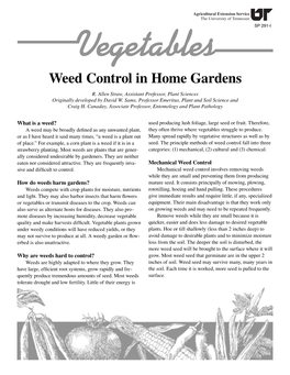 Weed Control in Home Gardens, SP291-I
